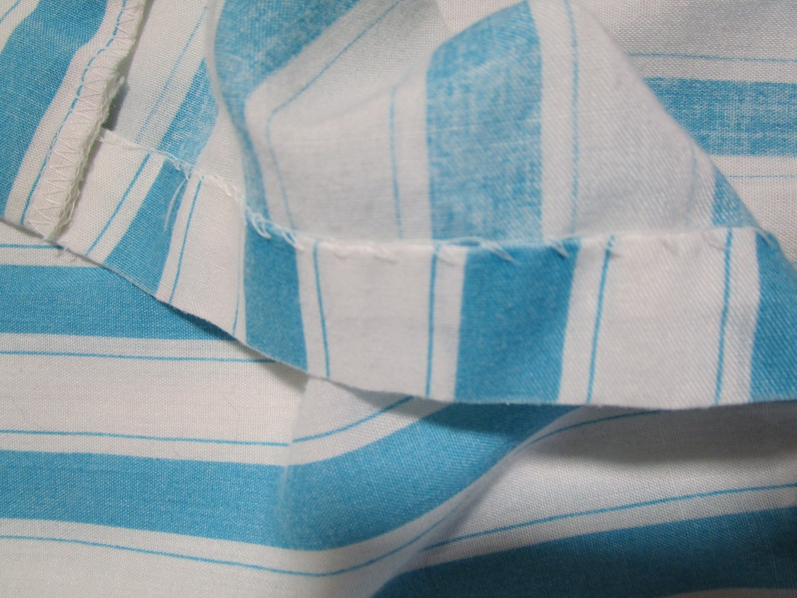 Handmade Vintage Single Stitch Light Turquoise Button Up Short Sleeve Blouse L