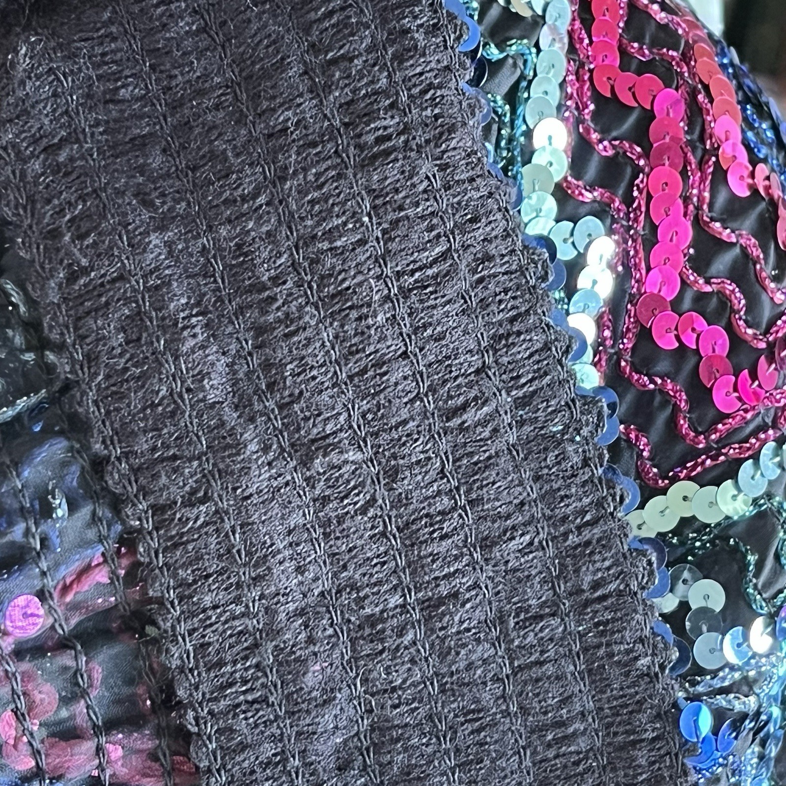 Vintage Rob Hill for Mister Jay. Sheer Beaded Sequins Dolman Disco Top Lrg