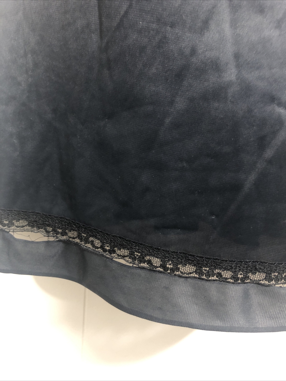Vintage JC Penney 10/32 Black Nylon Full Slip Nightgown ILGWU Tag Lace Trim Sexy