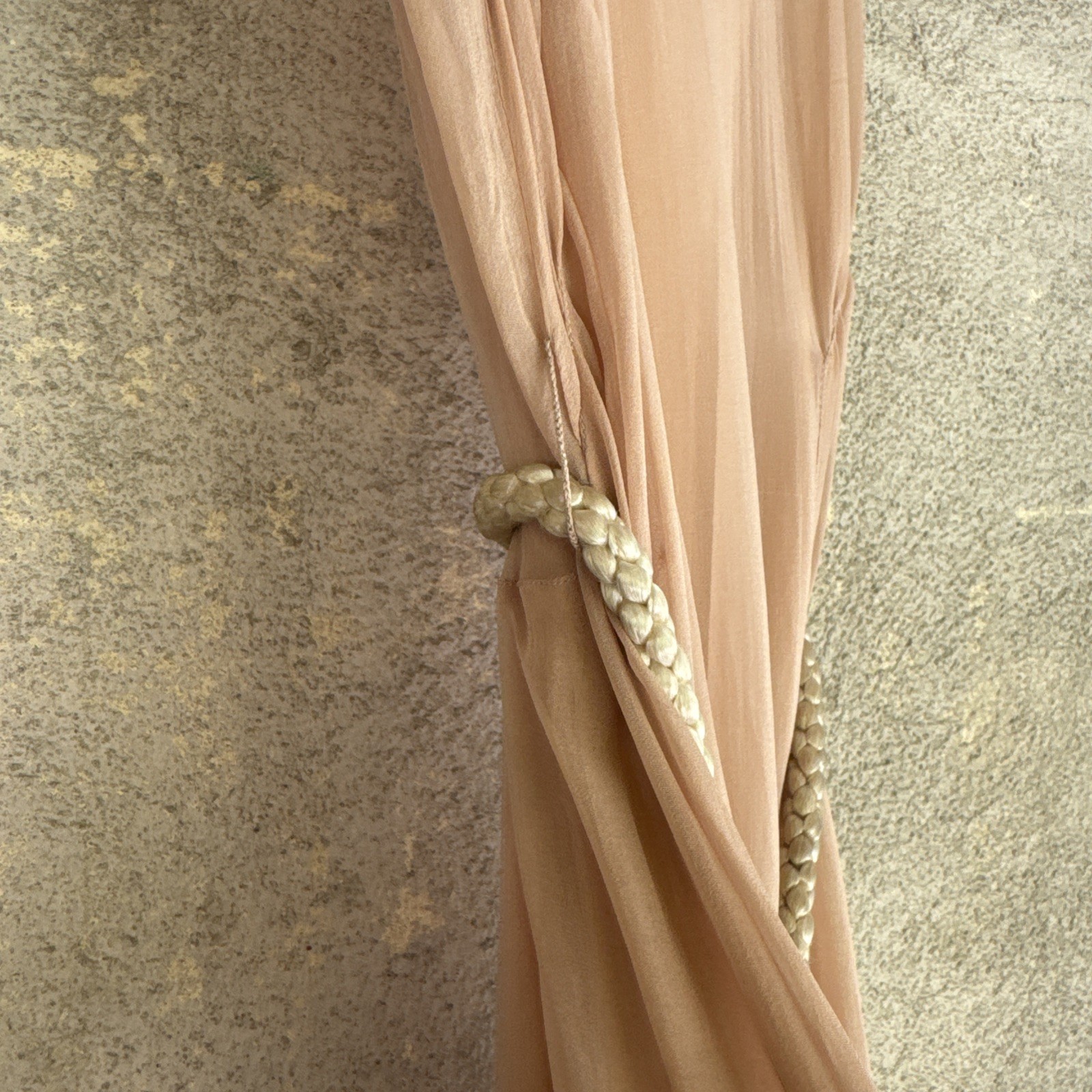 Vintage 1930s Lightest Pink Silk Chiffon Gown Triple Strap Maxi Fairy Dress