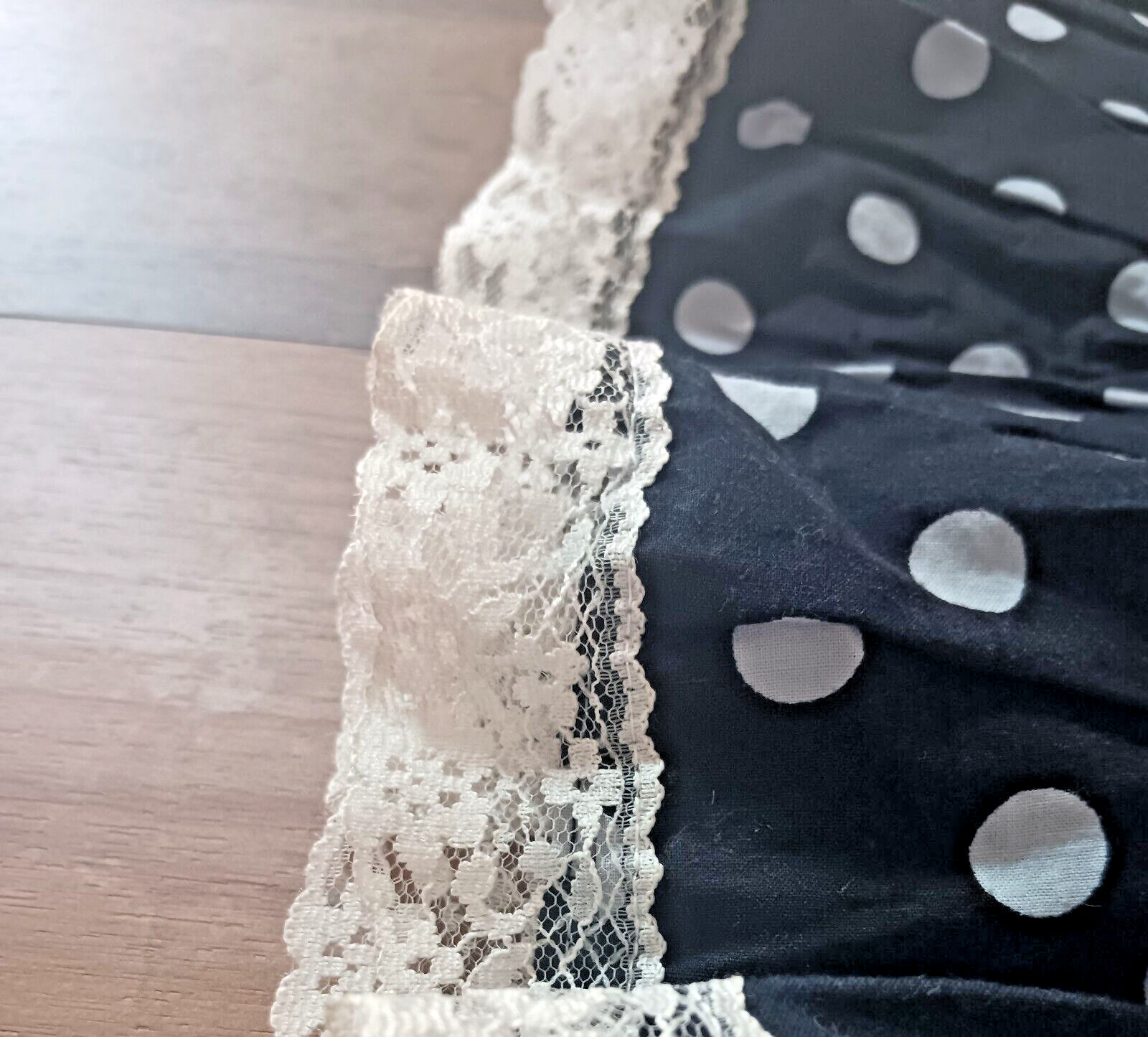 Original Vintage Ladies Rockabilly Skirt Black With White Dots