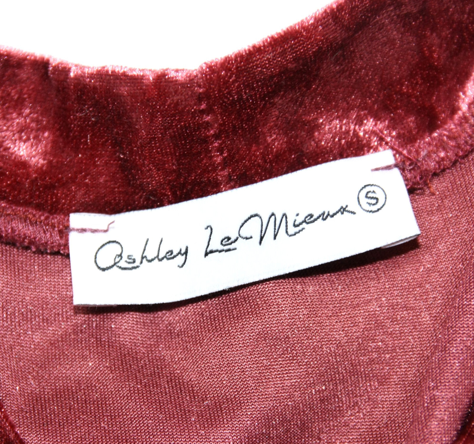 Vintage Ashley le Mieux Velvet Velour Long Sleeve Midi Dress Maroon S M 1990s