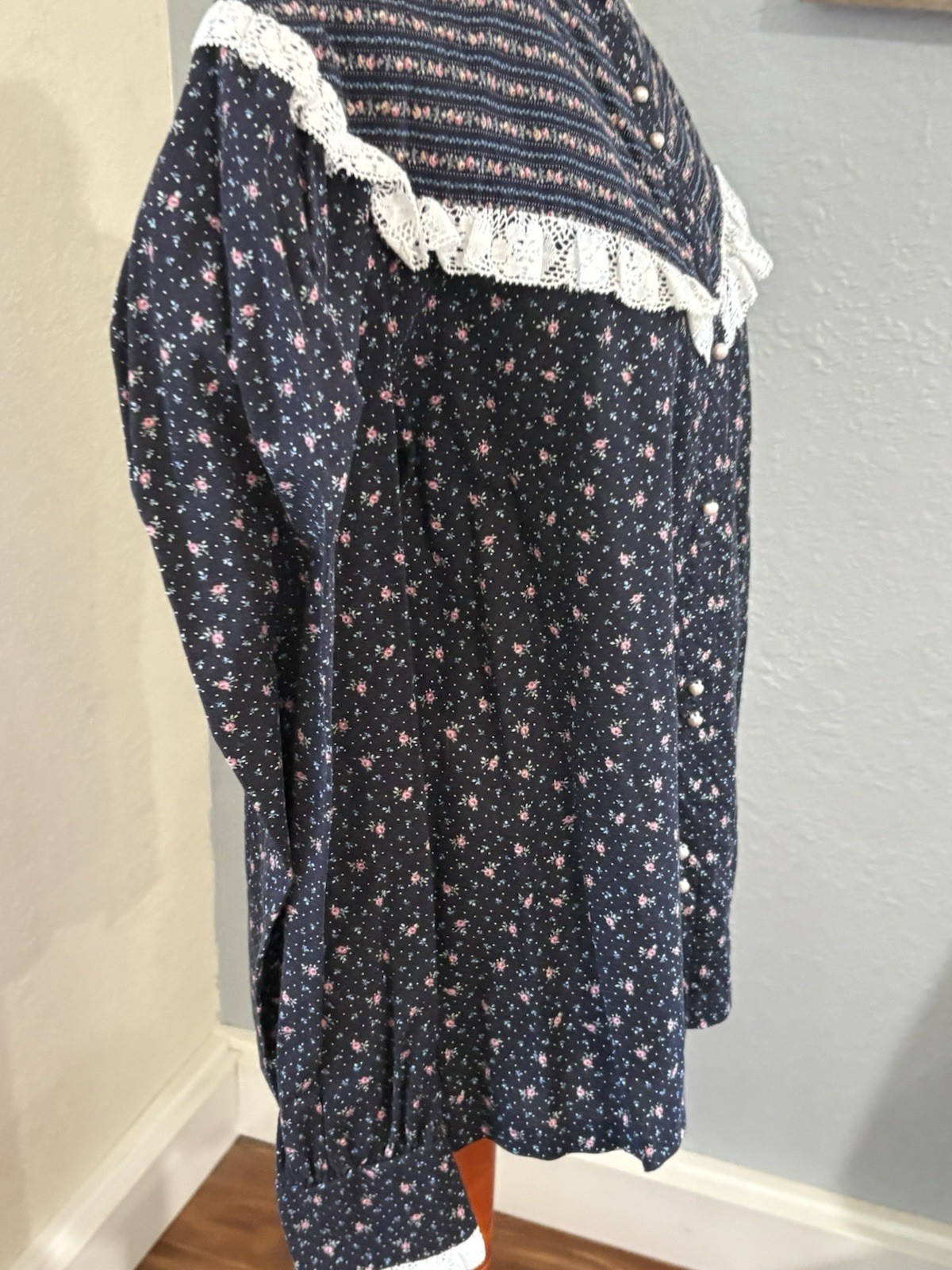 Vintage 70s Stras California Prairie Blouse Size 40 Large Victorian Cottagecore