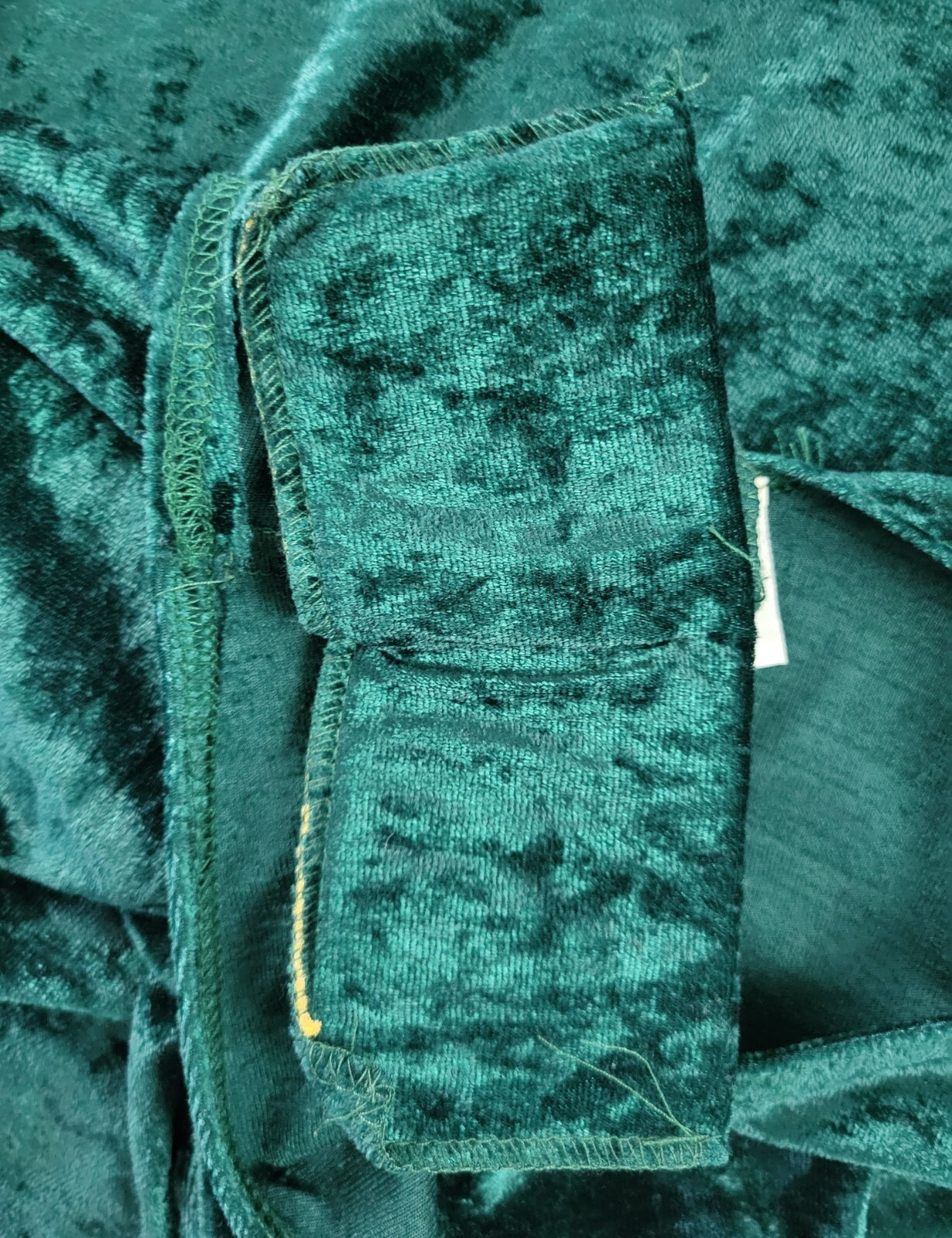 Vintage Sunbelt Green Crushed Velvet Dress w Gathered Skirt Size Small