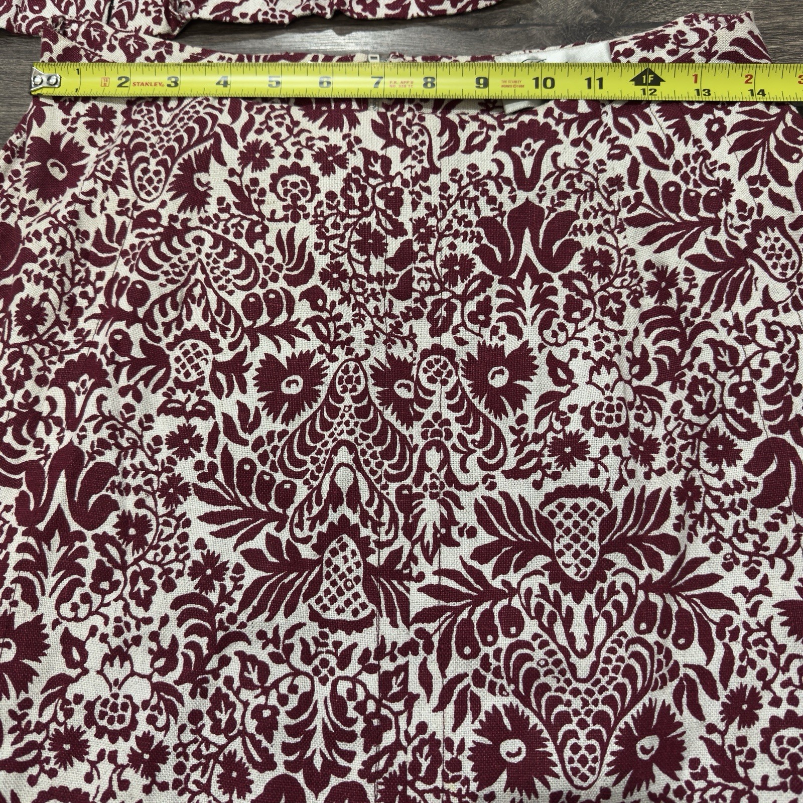 Vintage 70s Prestige of Boston Floral Skirt & Top Set Burgundy NOS Folk Art Boho