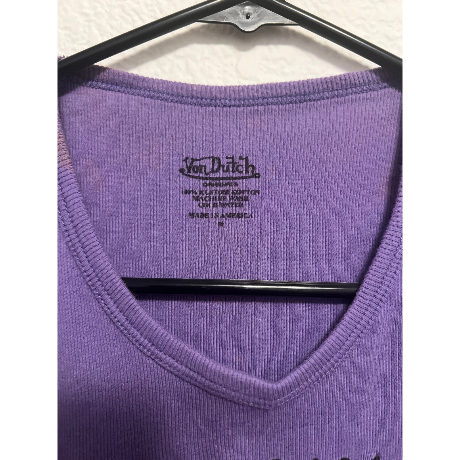 Vintage Von Dutch Purple Ribbed Tank Top Y2K Logo Shirt Womens Medium Fits Small