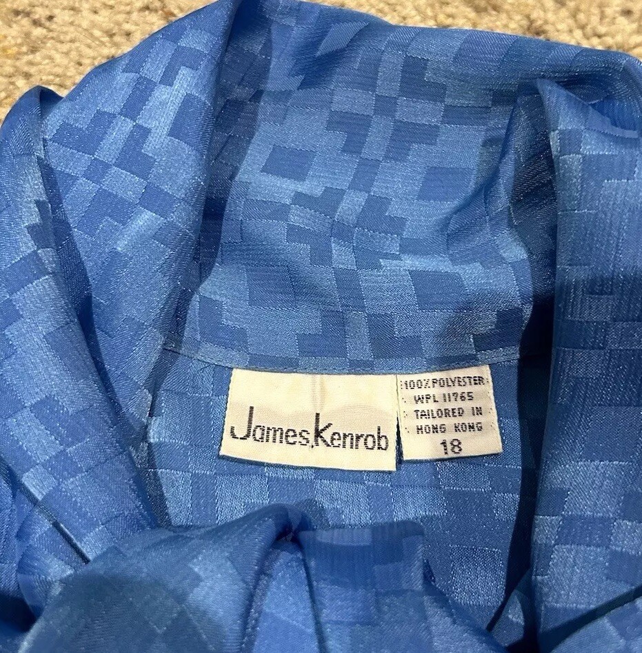 Vintage 70s 80s JAMES KENROB 18/20 2-Piece Blouse & Pant Set BLUE *Hemmed* Y24