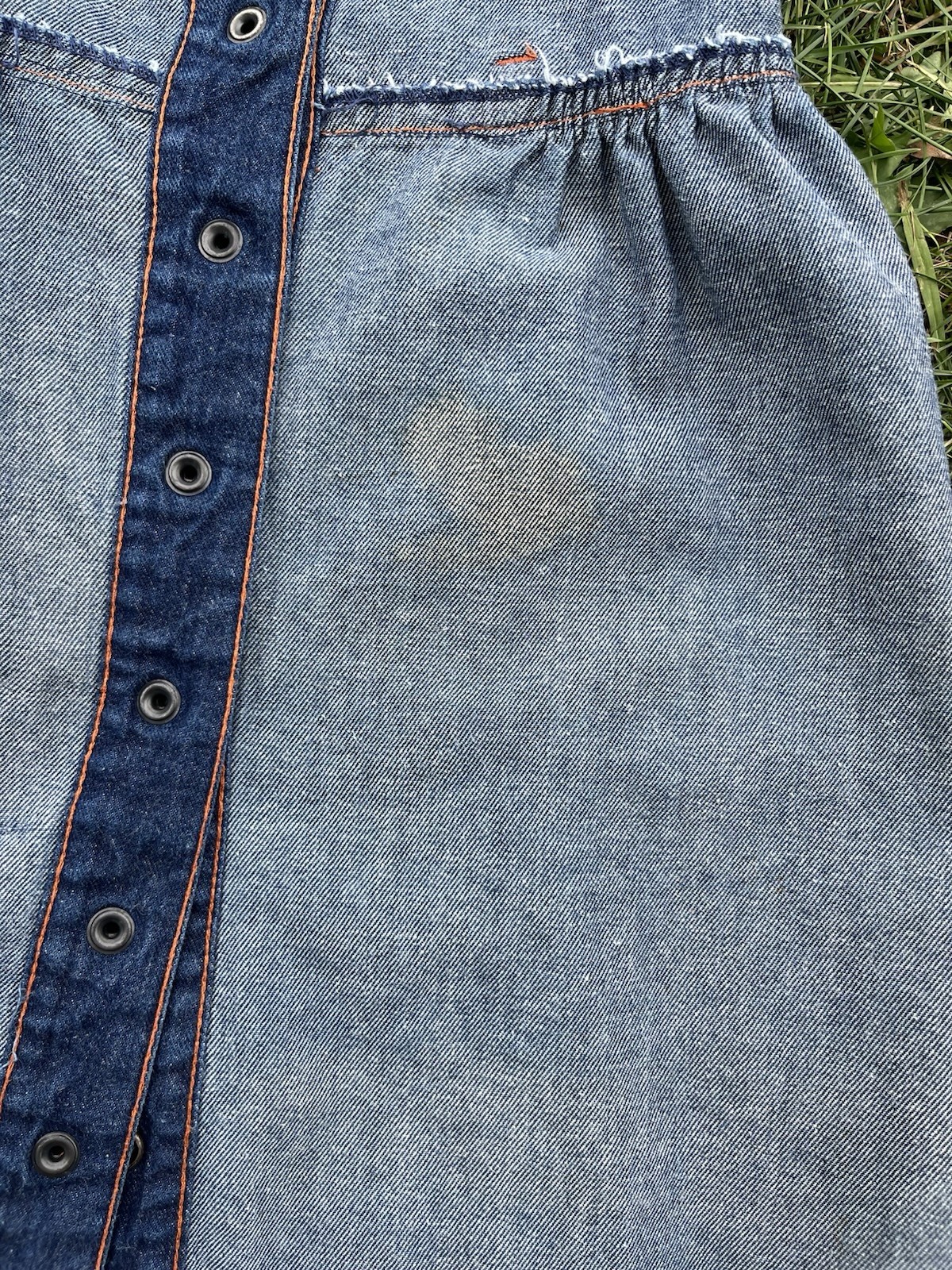 1970s Joni Blair 100% Cotton Denim Dress Knee Length Snap Closure