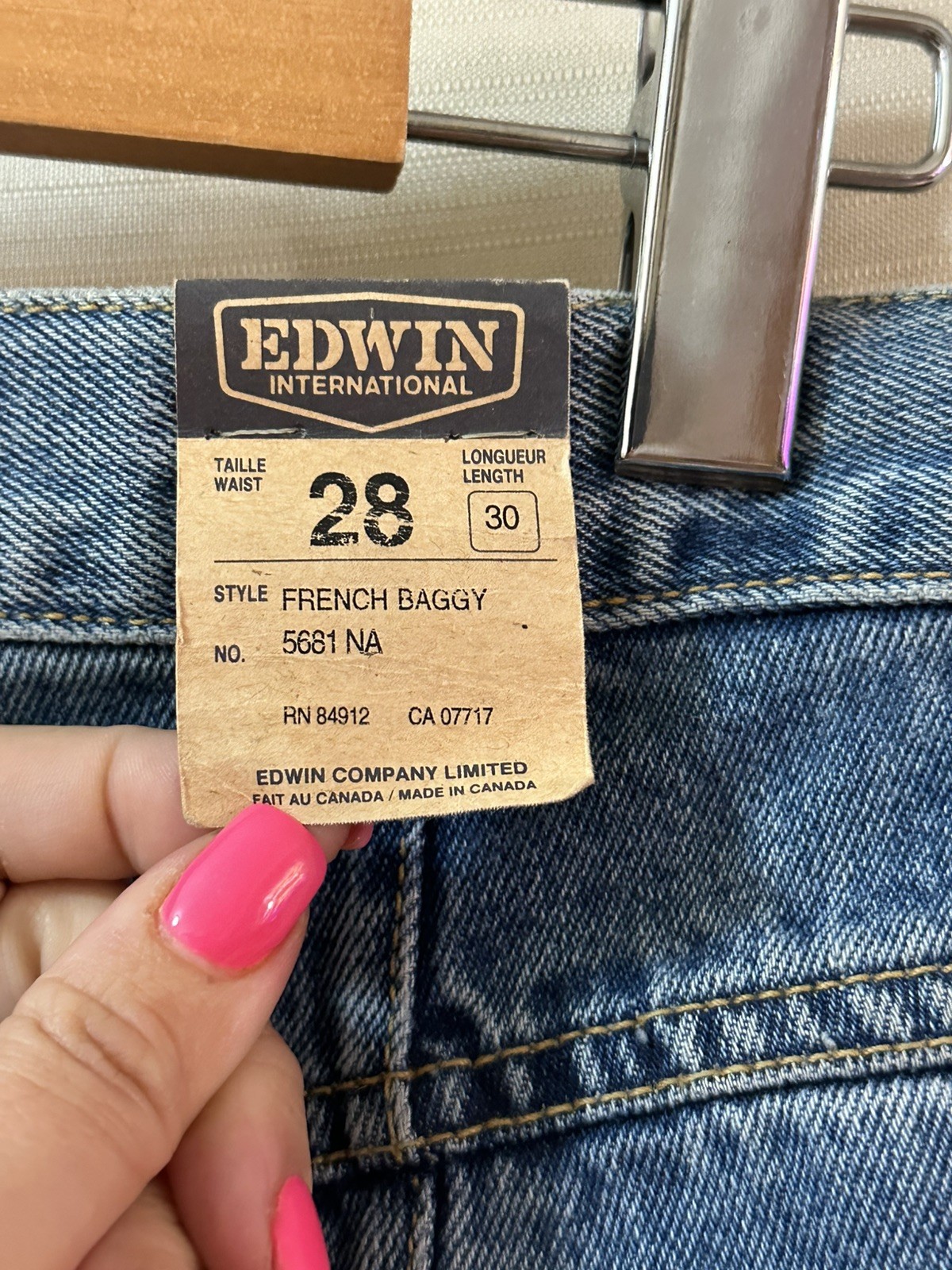 Vintage Edwin French Italian Baggy Jeans NWT Made in Canada Women’s Size 6 Denim