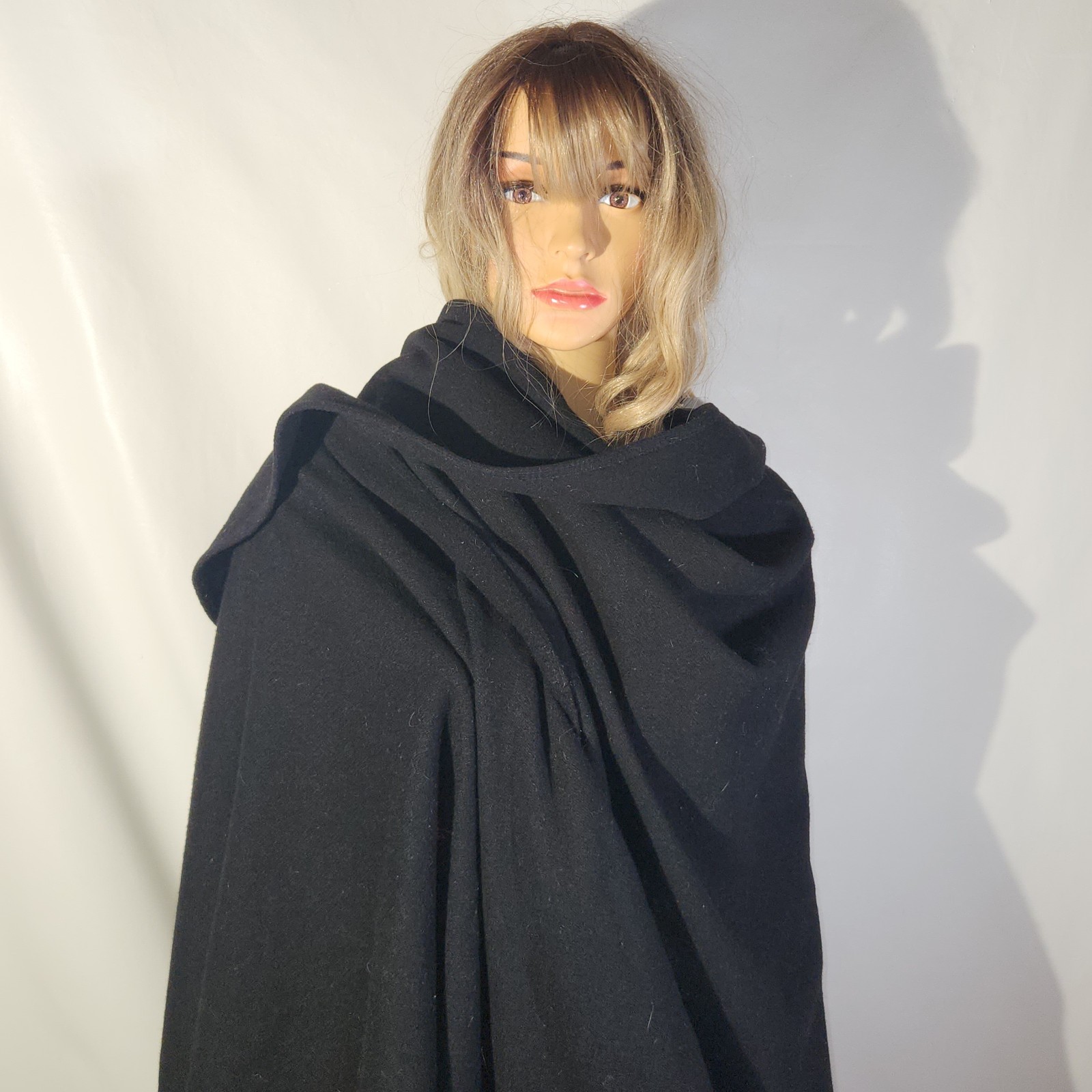Vintage 1900s Gothic Opera Cape Goth Bat Wings Wool Cape Black One Size 68″x50″