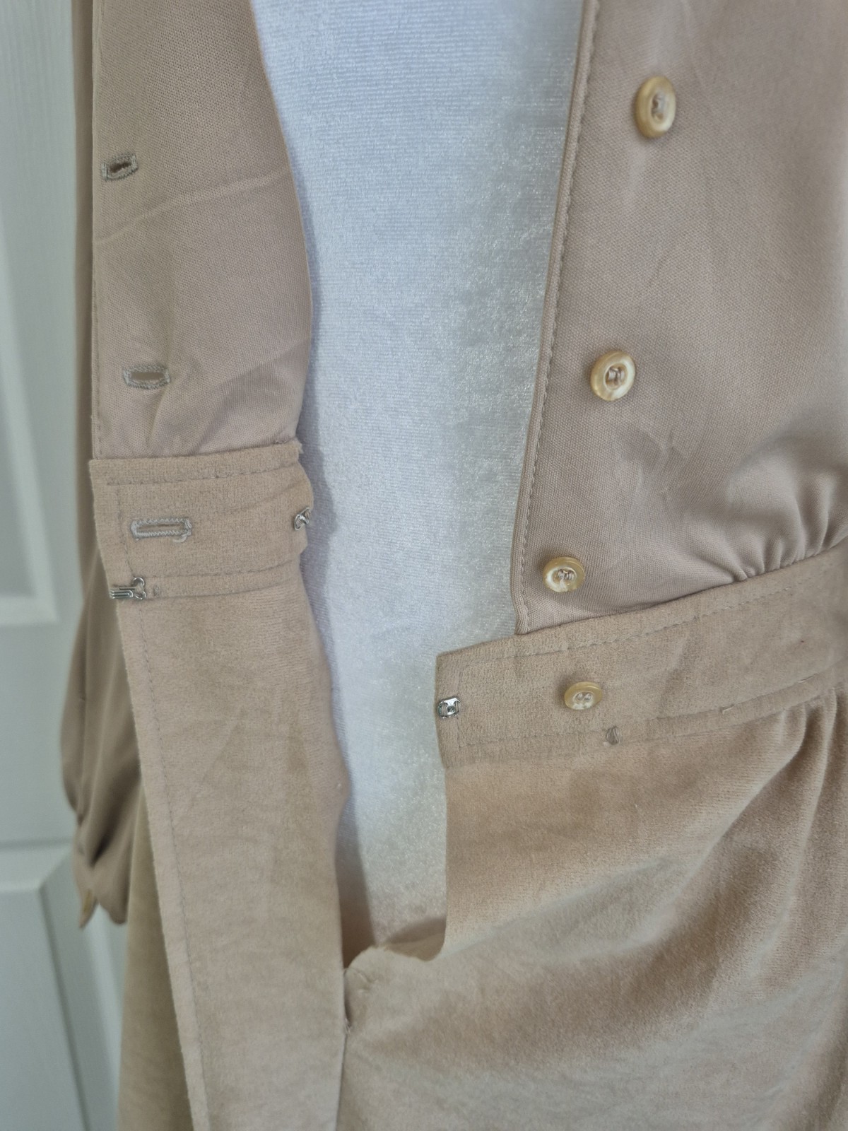 Vintage 70s Route One Tan Shirt Dress Long Sleeve Midi Skirt Womens- Small