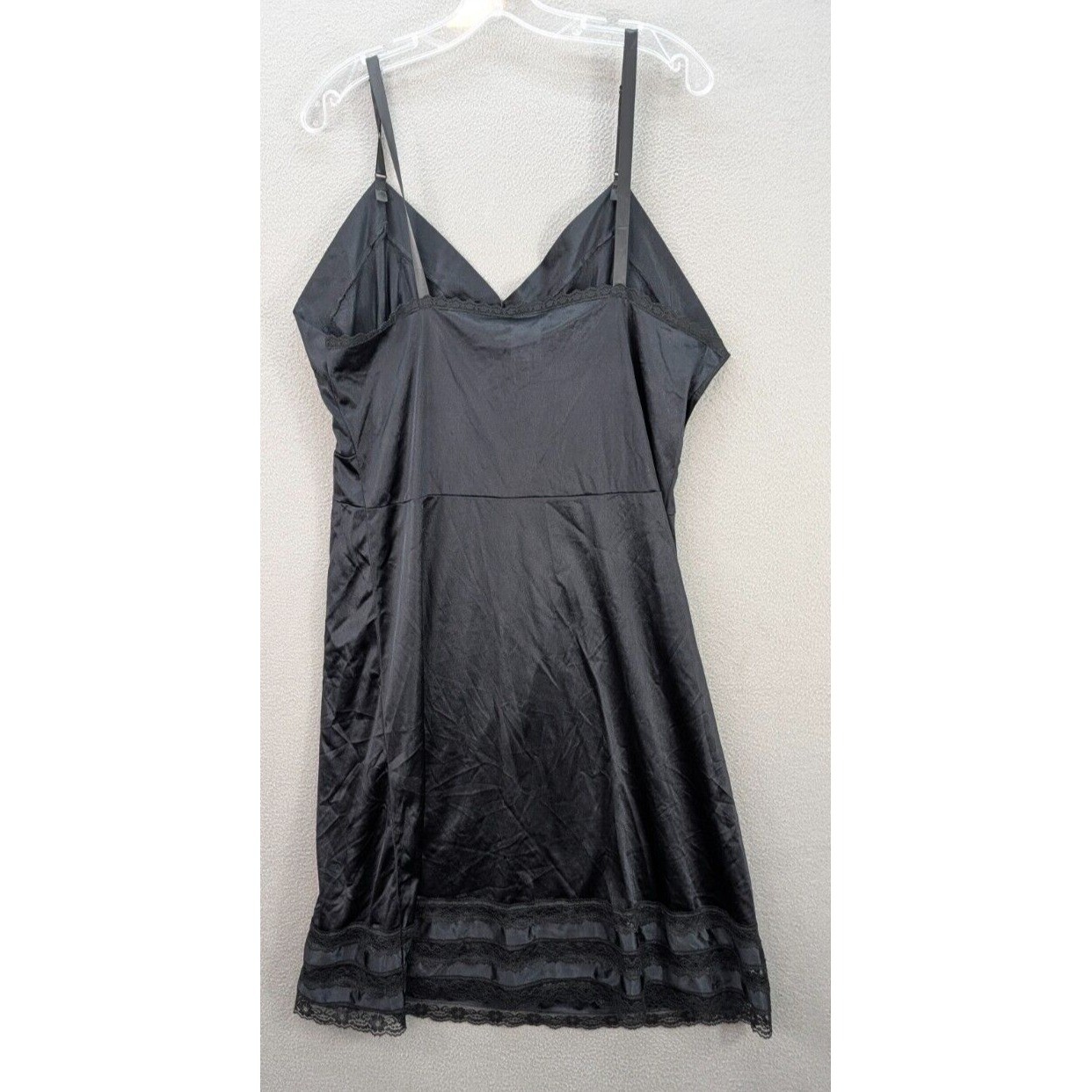 Vintage Velrose 100% Nylon Black Night Gown Lingerie Lace Mexico Women’s Size 42