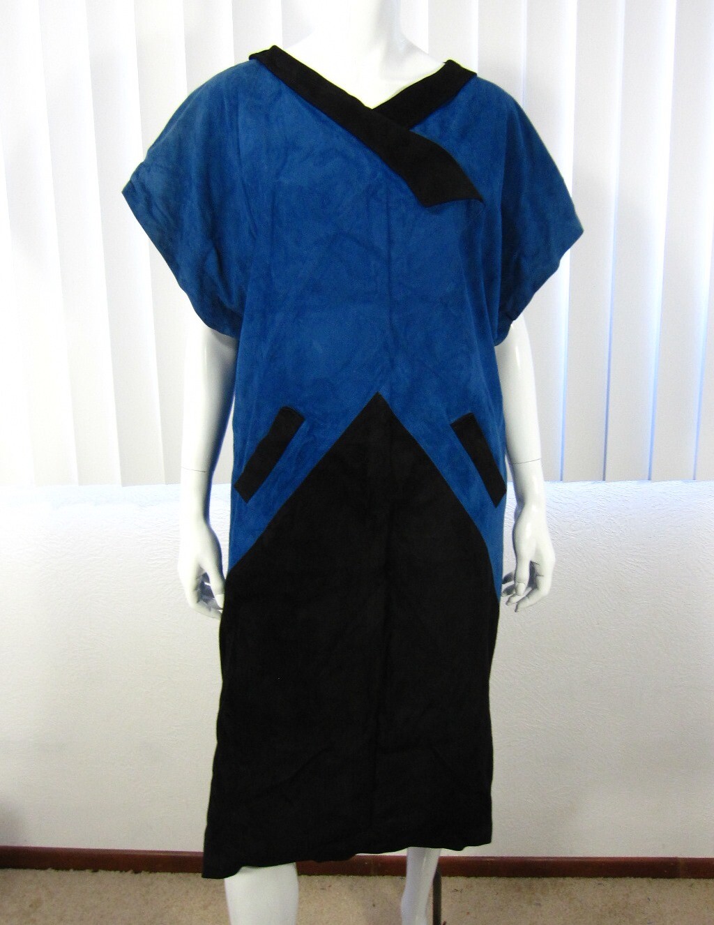 SKIN ROMA ALTA MODA PELLE VIA CAPO LE CASE SIZE 44 DRESS SUEDE BLACK BLUE ITALY