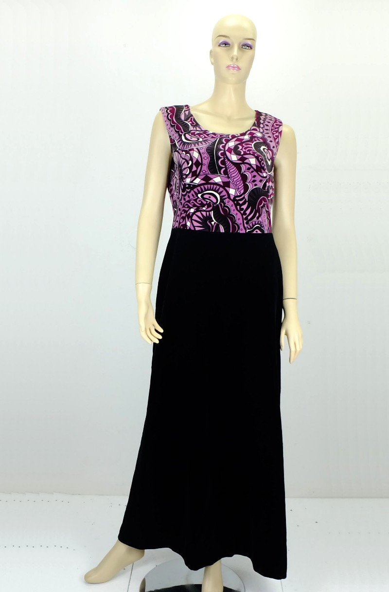 long dress velvet dress vera mont paris size 38 pop art pattern vintage 70s