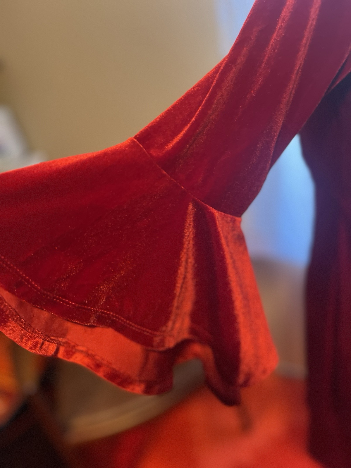 Vtg Y2K Teeze Me Bell Sleeve Velvet Dress 13/14 Red Sexy Romantic Party Prom