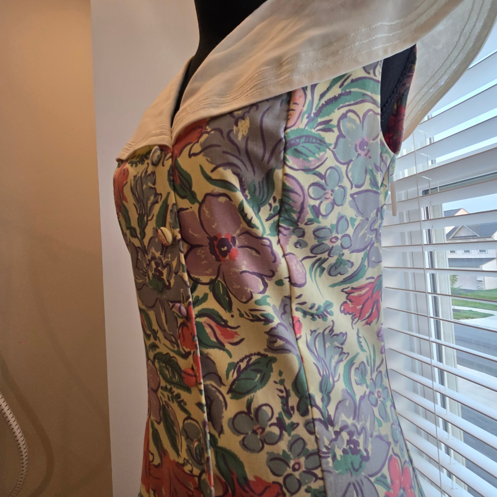 Laura Ashley Sailor Collar Dress Praire Womens 8 Multicolor Vintage Floral (D4)