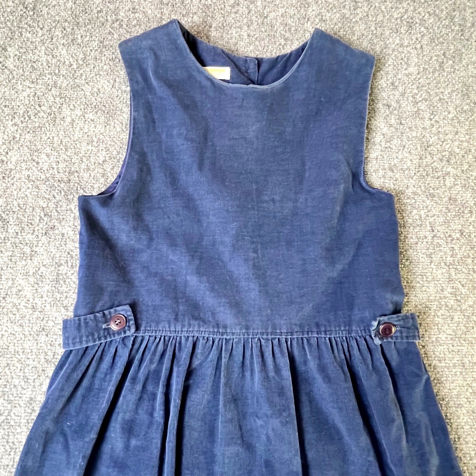 Brooks Brothers Vintage Navy Blue Corduroy Dress Button Back Made in USA 6