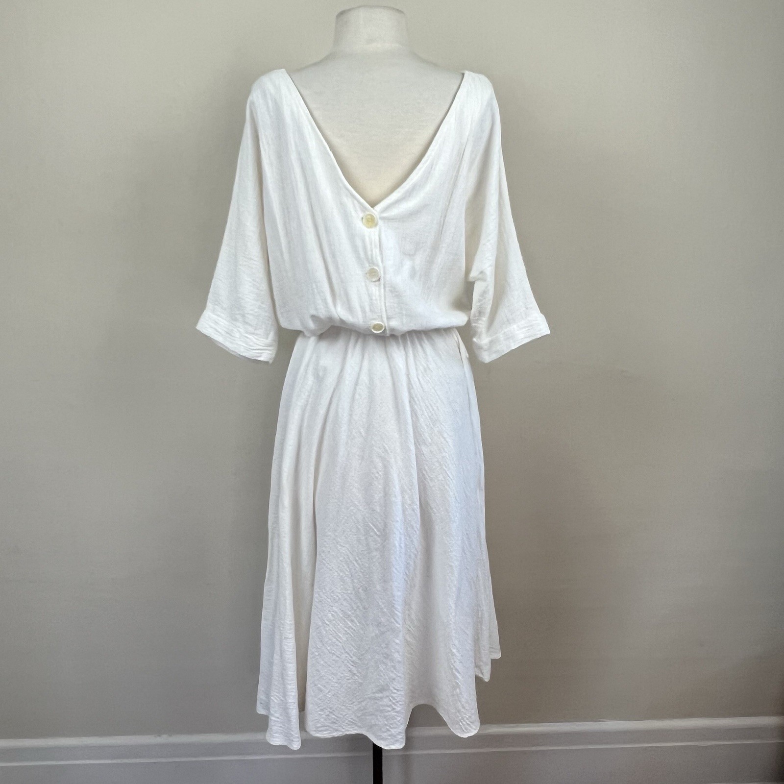 Vtg 70s Cotton Gauze Dress Fairy Bohemian Grecian Cotton dolman Sleeve goddess