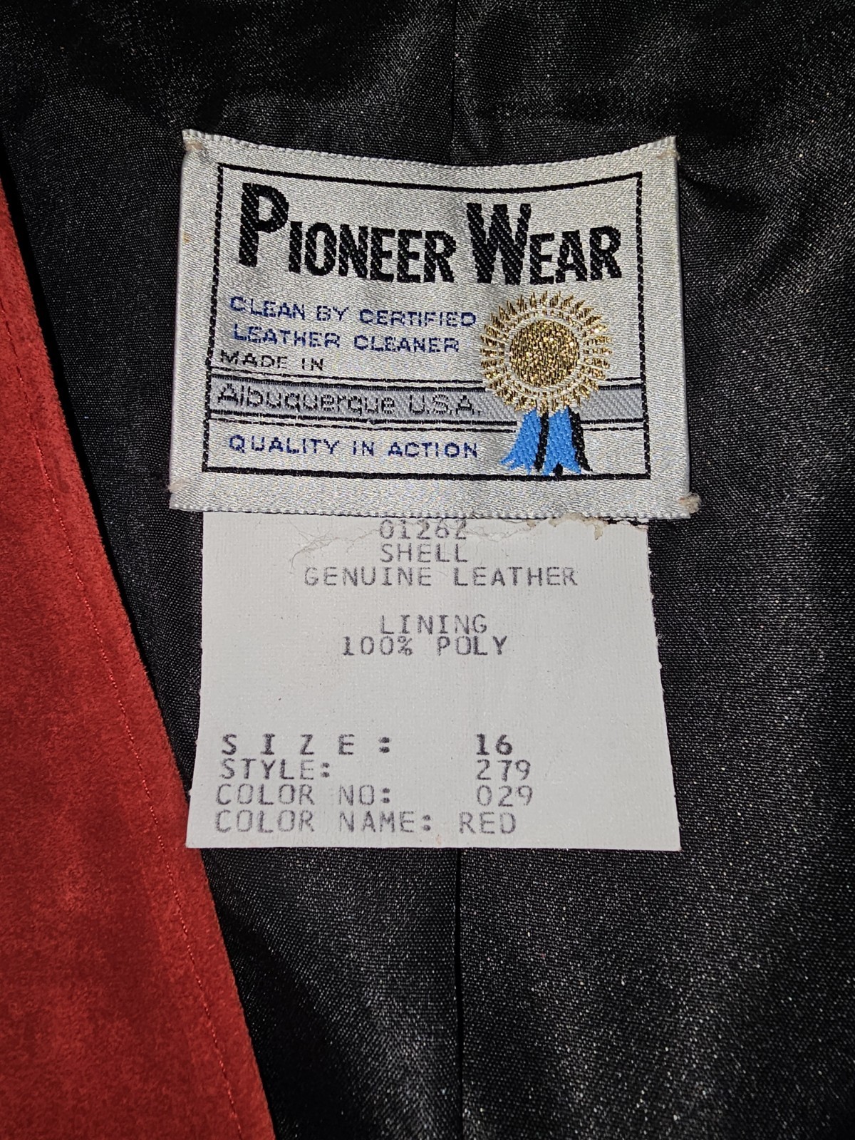 NWT VTG Pioneer Wear Red Leather Fringe Vest Womens Sz 16 Western