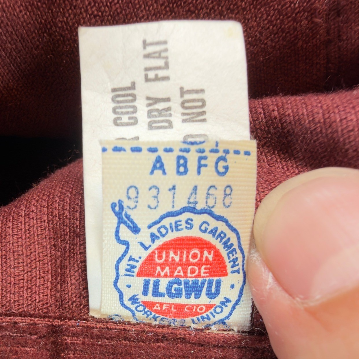 ILGWU Vintage 80s Baggy Pants Women Small Burgundy Cotton Corduroy NWT Deadstock