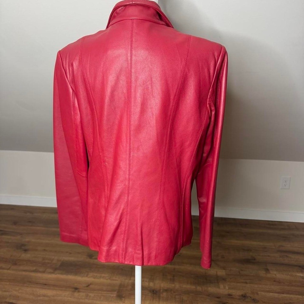Vintage Red Genuine 100% Leather Zip Jacket Women’s Fitted Moto Classic Y2K