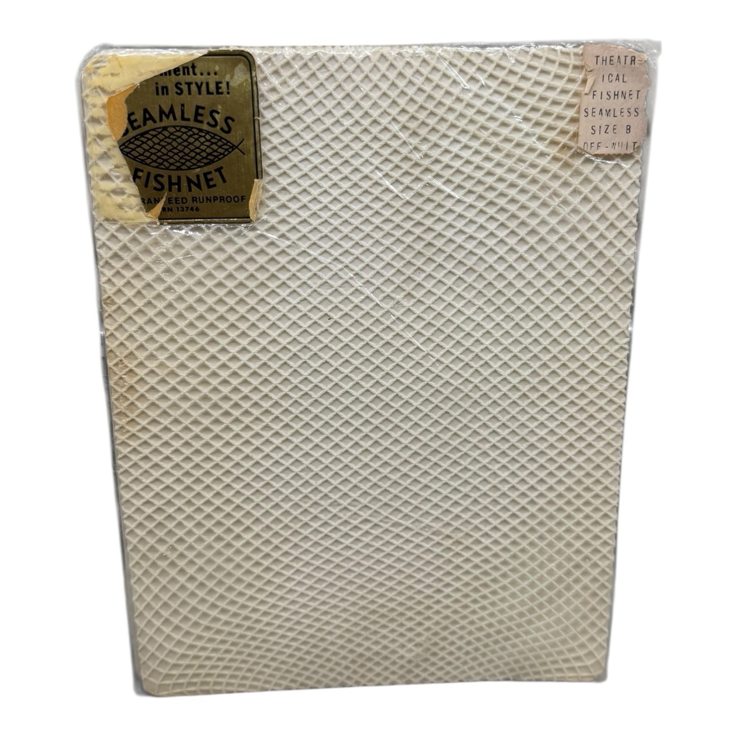 Vintage Seamless Fishnet Stockings 100% Stretch Nylon Fits 10-11 Sz B Off White