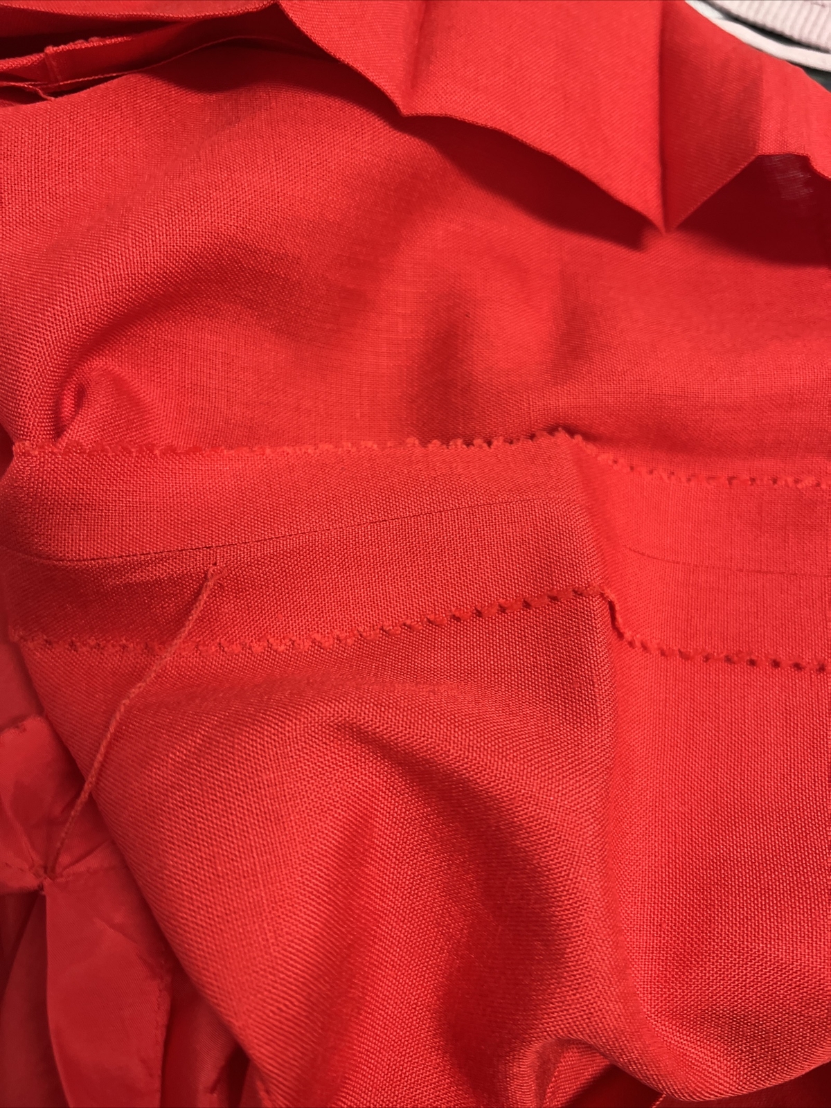 Vintage Adele Simpson Candy Apple Red Linen Blend High Waist Pleated Long Skirt