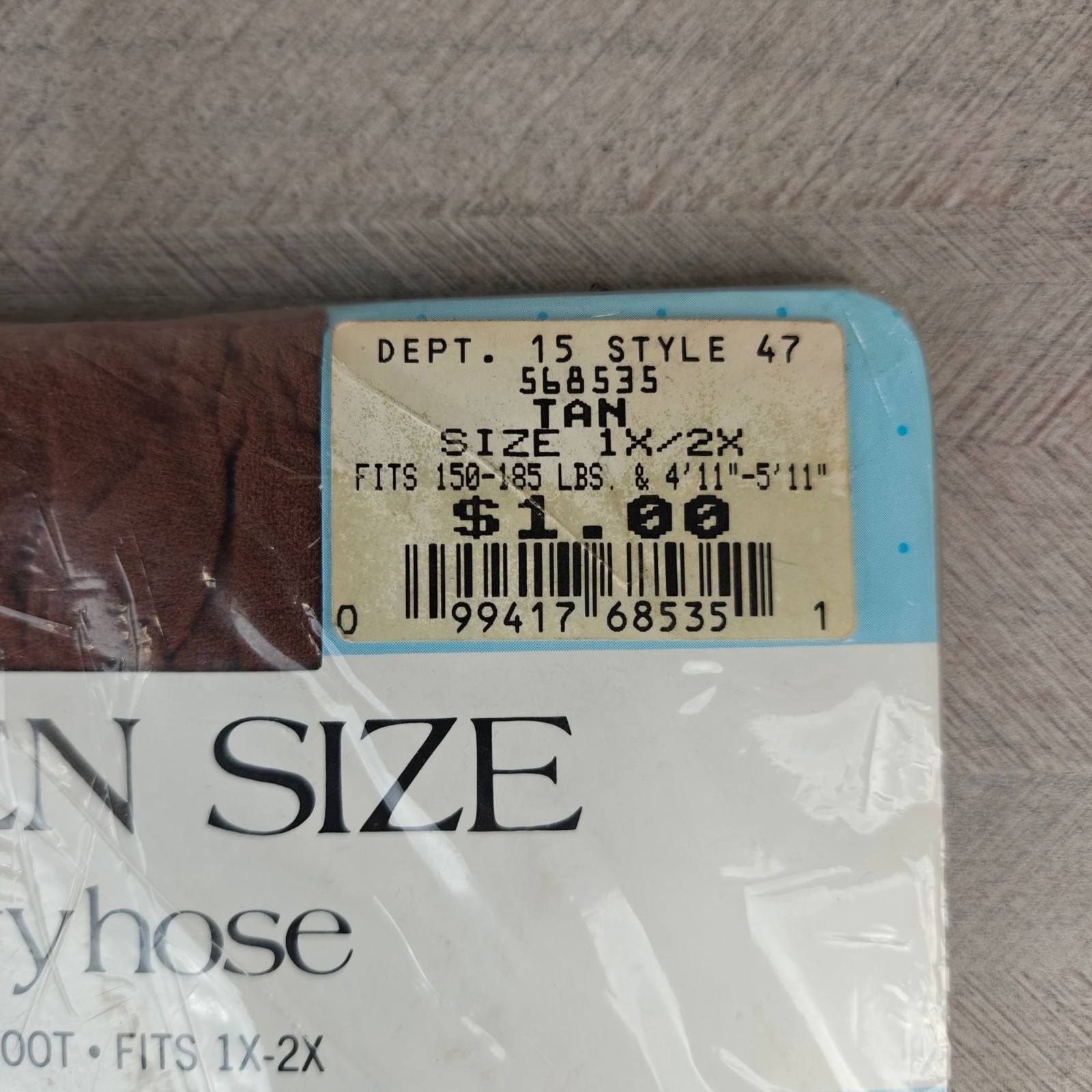 Vintage Queen Size Women’s Nylon Pantyhose Sandalfoot Tan 1X/2X Fits 4’11”-5’11”