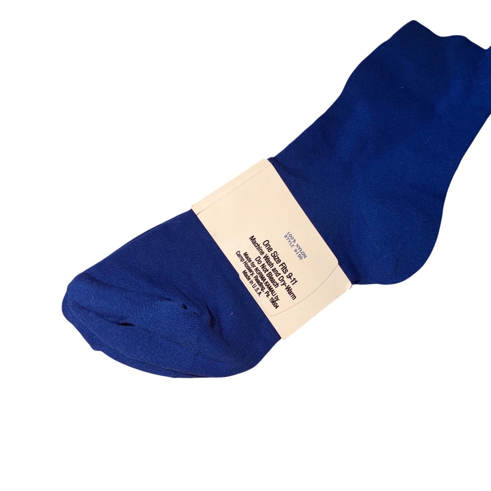 Norma Kamali Vtg Royal Blue Crew Socks 100% Nylon Made in USA Style 9190 OS 9-11