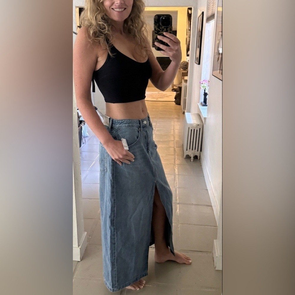 Free People $128 We The Free Maxi Denim Skirt Size 30 (size 8 or 10) NWT