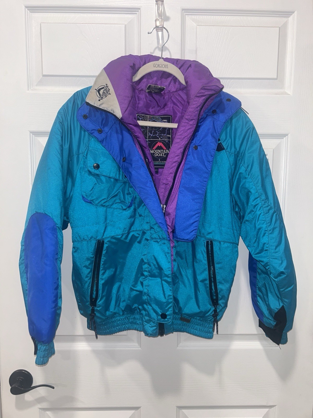 Vintage 90s Mountain Goat Bright Colorblock Womens Ski Jacket Size Small