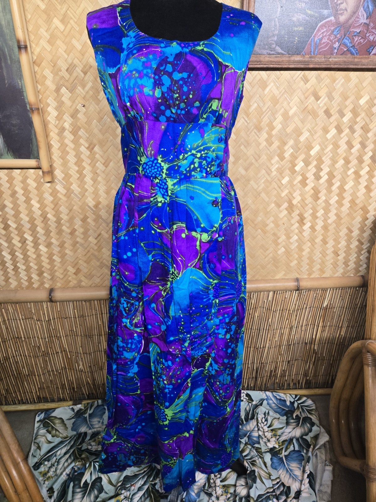 Vintage Hawaiian Togs Aloha Maxi Dress w1116