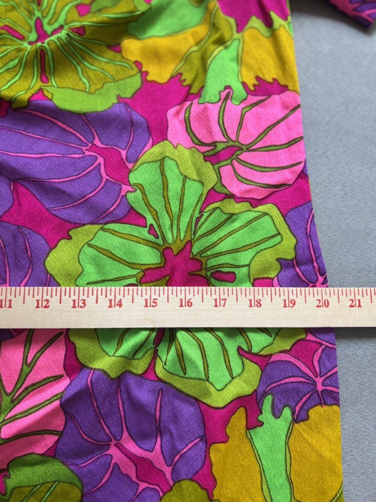 Vtg 60’s Handmade Mod Shift Dress Psychedelic Floral Flutter Sleeve Resort House