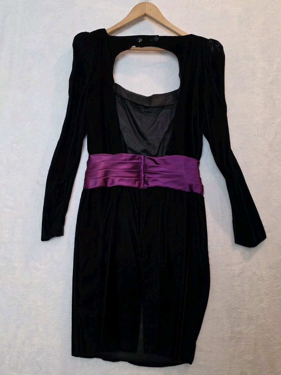 VTG Jessica McClintock Gunne Sax Black Velvet 80’s Prom Check Measurements