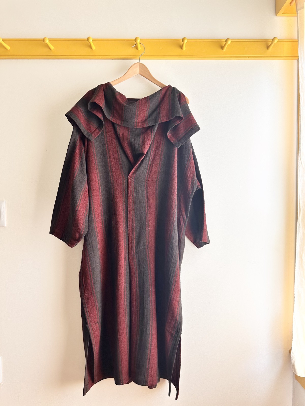 PLANTATION x Issey Miyake vintage 80s bold stripe scarf cowl neck smock dress OS