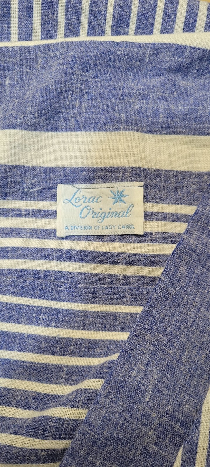 Vintage Lorac Original Div Lady Carol Linen Stripe Midi Shirt Sheath Dress Union