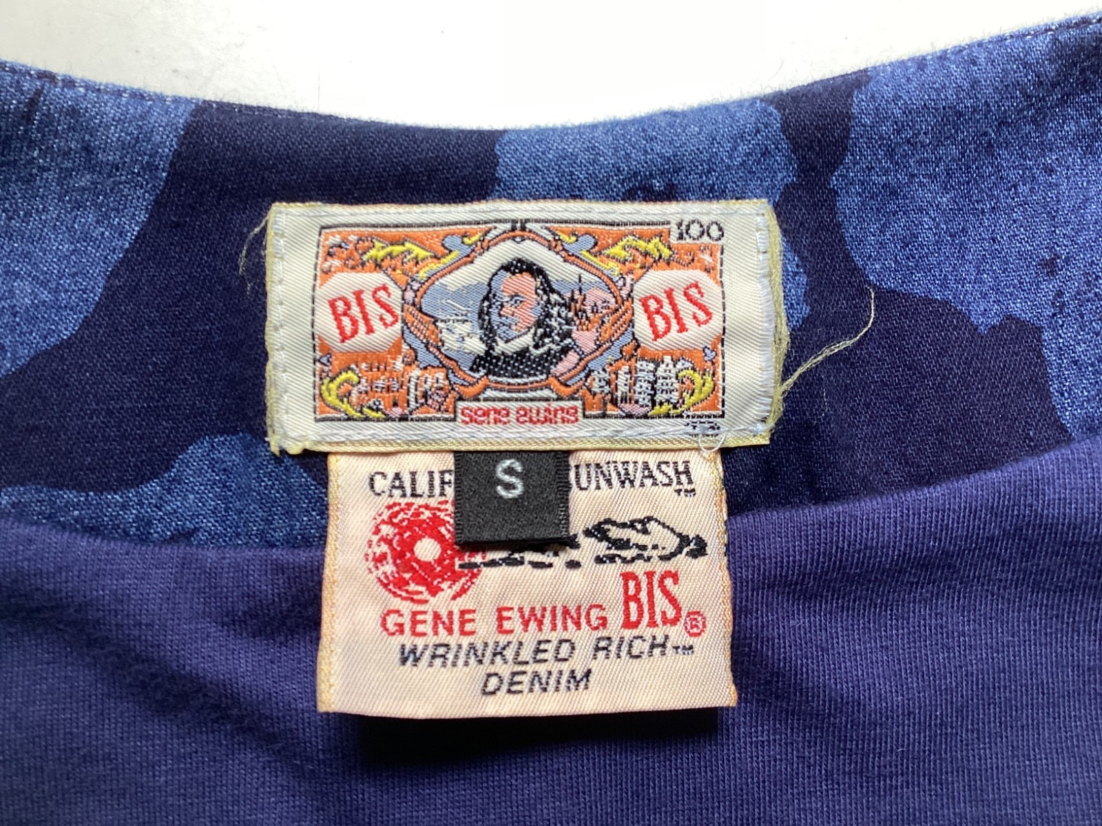 Vintage Gene Ewing Bis Size Small Sun Washed Denim Floral Print Cotton Vest