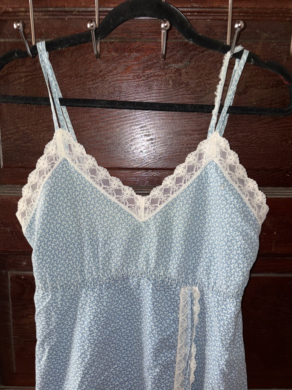 VTG 70s Cottage Core Prairie xs petite Floral Dress Lace Sleeveless