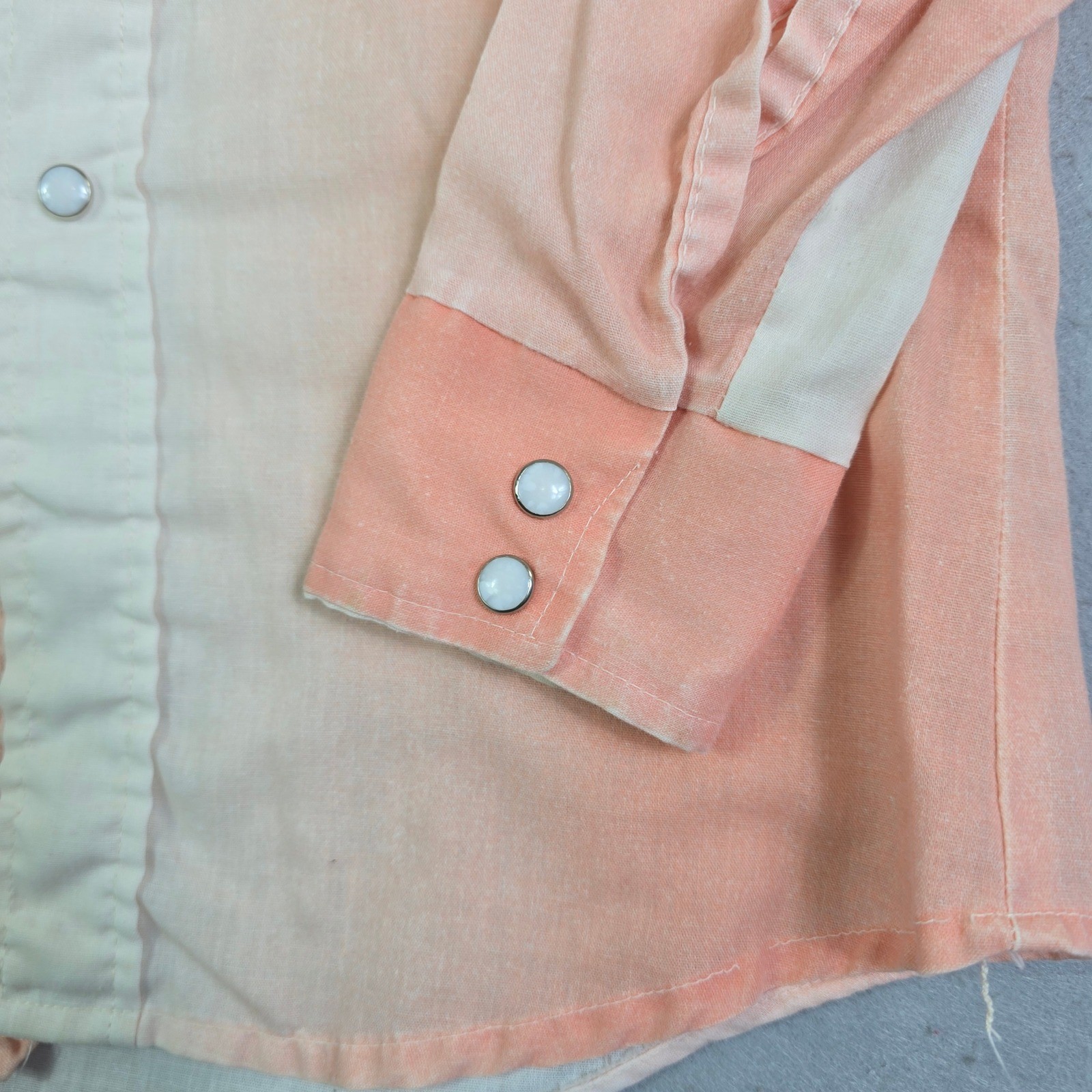 Vintage Triple L Brand Ombre Western Shirt Women XS Peach Cream Pearl Snap