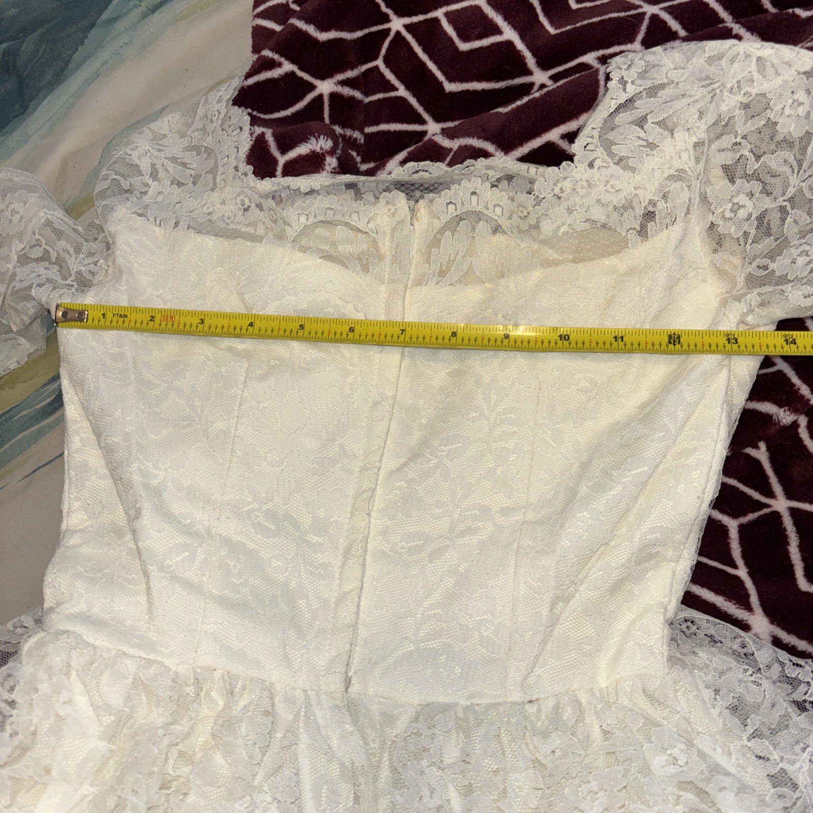 Vintage Wedding Dress 1970’s Chest 13” Across Armpits Waist 10” Across Back