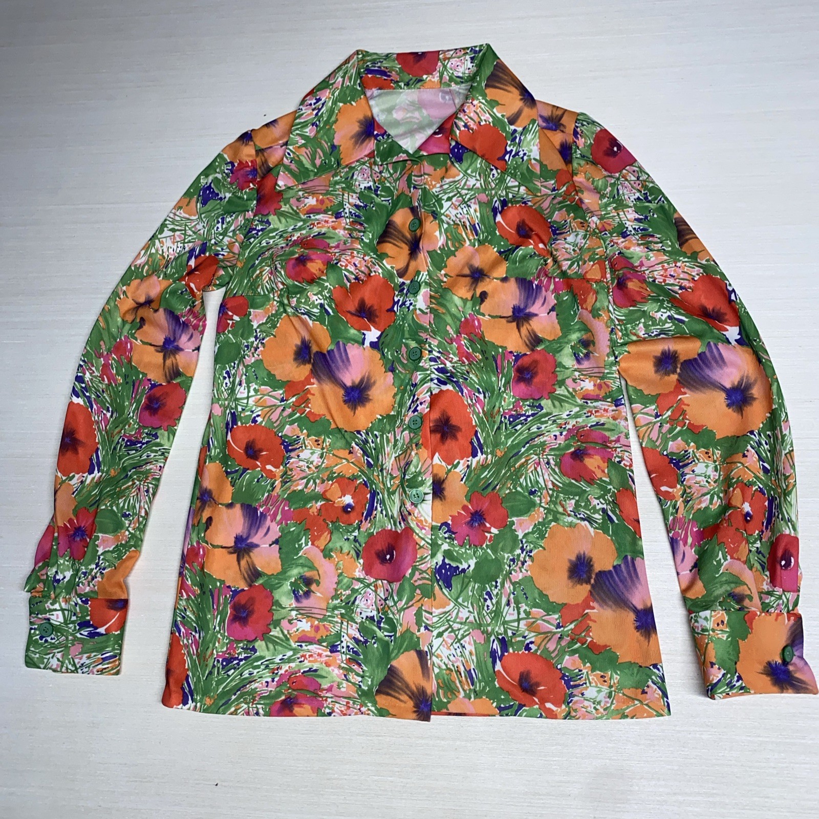 70s Psychedelic Flower Dagger/Butterfly Collar No Brand Women’s Small Orange/red