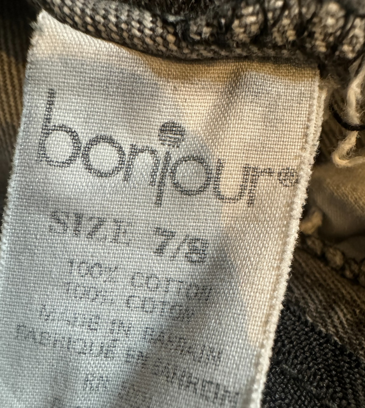80s BON JOUR Black Zipper/Tapered Ankles Jeans Leather/Tie Back Waist 24×30 READ