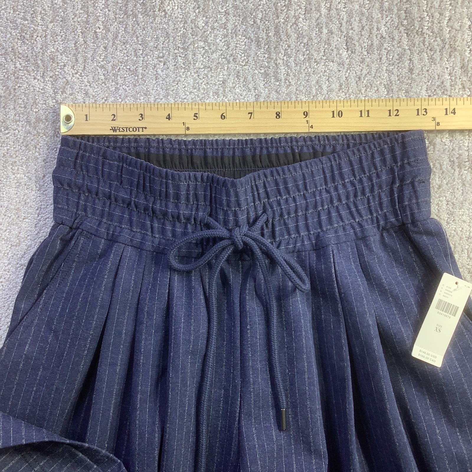 Anthropologie Maeve Navy Pinstripe Wide Leg Elastic Waist Pants Size XS NWT