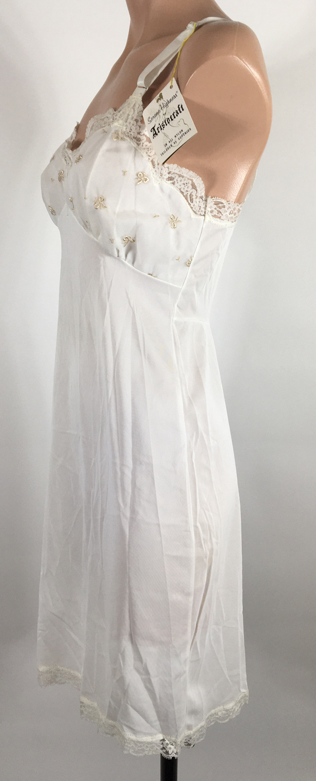 Aristocraft Vintage Full Length Slip Ivory Off White Embroidered Bows NEW NWT