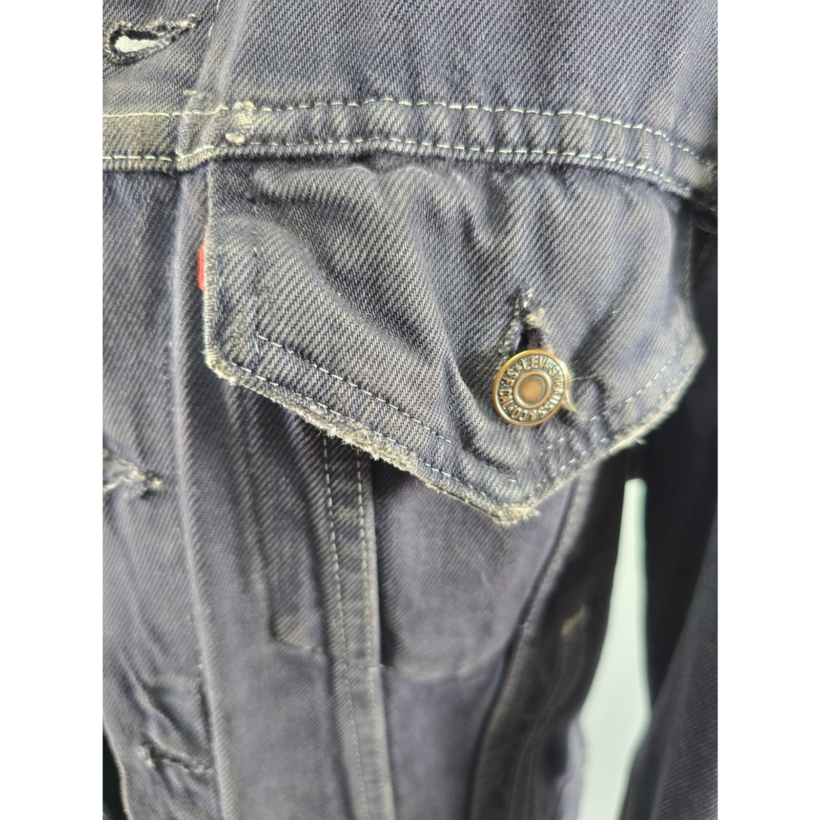 Custom Distressed Denim Levis Trucker Jacket Jean 90s Grunge Patchwork Painted
