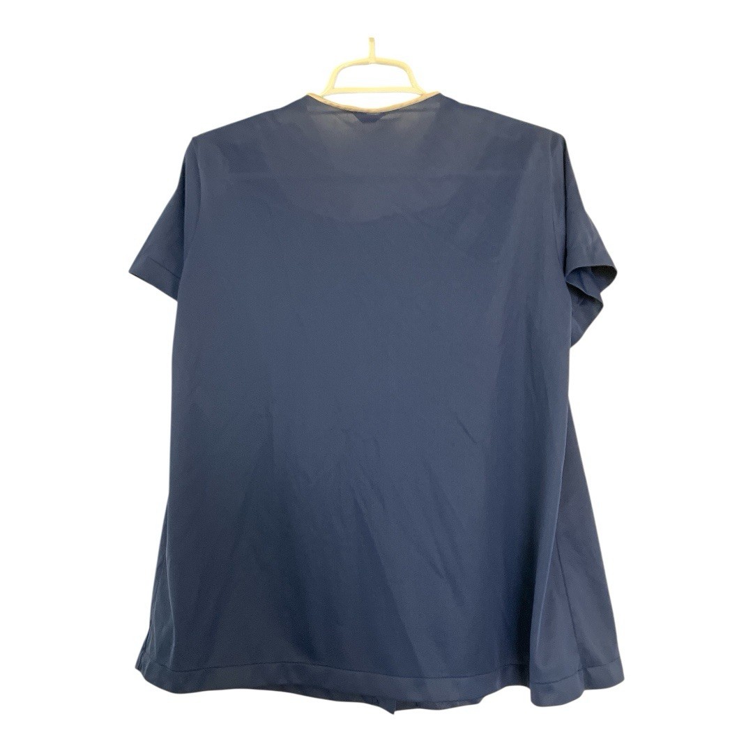 Vanity Fair Blue 2pc. Silky Nylon Pajama Set Short Sleeve Size Med USA Vintage