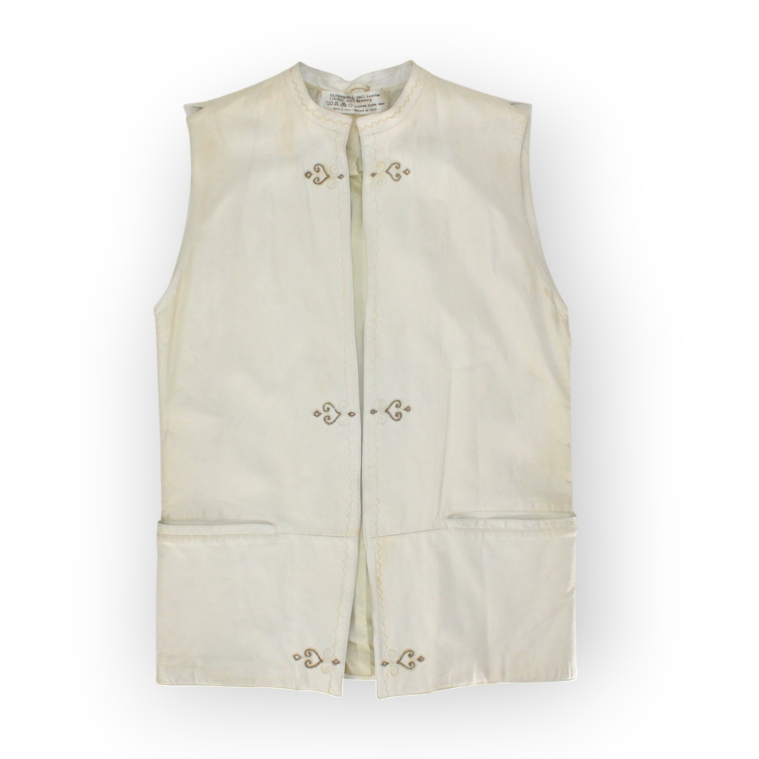 Vintage 1981 Gianni Versace Leather Vest PrimaveraEstate Calfskin Italy 40 Ivory