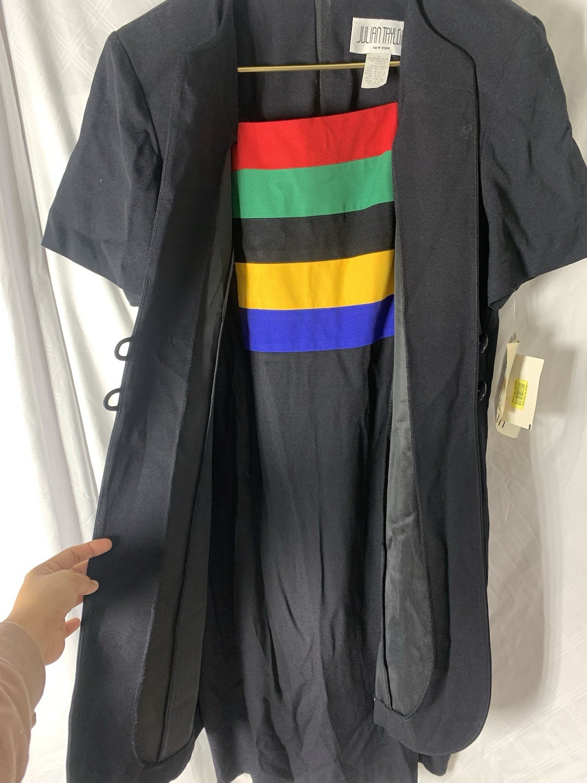 Vintage Dress NWT Size 14 Julian Taylor New York 90s Color Block Shoulder Pads