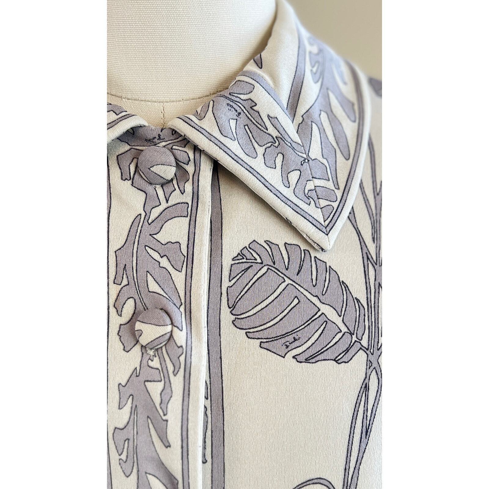 Vintage 1960s EMILIO PUCCI Dress 60s Silk Jersey Floral Leaves Shirtwaist Sheath