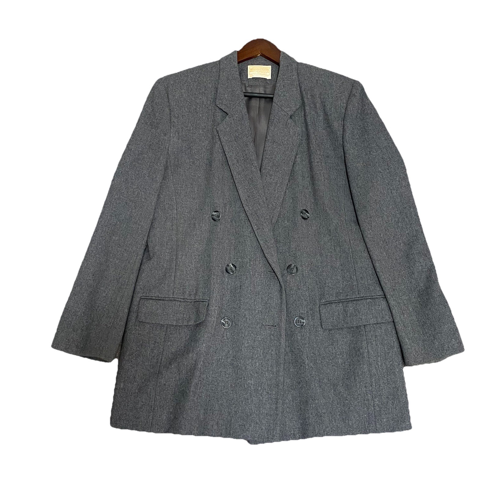 Vintage Pendleton Womens Sz 10 Tall Double Breasted Wool Coat Gray USA Mint EUC